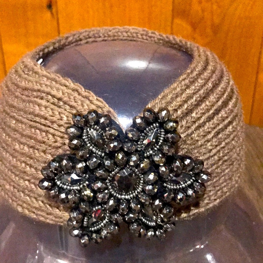 NWT Jeanne Simmons Taupe Embellished Headband OS